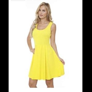 White Mark Crystals Fit and Flare Dress Yellow XL